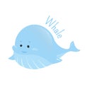 Blue whale. Sticker for kids. Child fun icon.