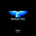 Blue whale tail on a dark background. Sea travel club.