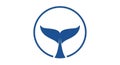 Blue whale tail silhouette centered within Royalty Free Stock Photo