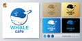 Blue Whale vector illustration Logo design. Blank name for insert your Branding. Designed with examples for all kinds of Royalty Free Stock Photo