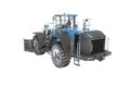 Blue wheel bulldozer for working with stones 3D rendering on white background no shadow Royalty Free Stock Photo