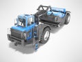 Blue wheeled tractor scraper isolated 3d render on gray background with shadow Royalty Free Stock Photo