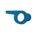 Blue Whistle icon isolated on transparent background. Referee symbol. Fitness and sport sign.