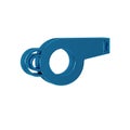 Blue Whistle icon isolated on transparent background. Referee symbol. Fitness and sport sign.