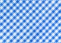 Blue and white abstract checkered fabric pattern, tablecloth gingham picnic texture background