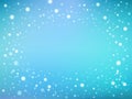 Blue and white abstract light spots or snowflakes or underwater bokeh frame background, vector