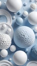 A blue and white background with many white spheres of various sizes AI Generated Royalty Free Stock Photo