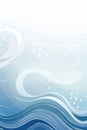 a blue and white background with waves and bubbles