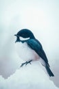 A small bird sitting on top of a snow covered ground Royalty Free Stock Photo