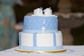 Birthday and baptism cake for a boy Royalty Free Stock Photo