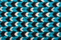 Blue, white and black pattern of synthetic knitted fabric texture Royalty Free Stock Photo