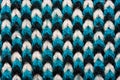 Blue, white and black pattern of synthetic knitted fabric texture Royalty Free Stock Photo