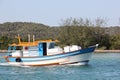 Blue and White Boat Royalty Free Stock Photo