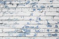 Blue and white brick wall texture background. Old weathered and cracked bricks close up Royalty Free Stock Photo