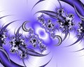 Blue White Bright Shapes, Baroque Fantasy Fractal, Abstract Flowery Spiral Shapes, Background