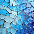 a blue and white broken glass