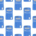 Blue and white Calculator on seamless background