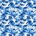 Blue and White Camouflage Print Background Royalty Free Stock Photo