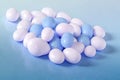 Blue and white candy dragees. Royalty Free Stock Photo