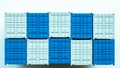 Blue and white cargo container, Distribution box import export, Global business transportation delivery freight international