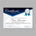 Blue and white certificate template design