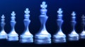 Blue White Chess King. Become a leader. Business And Sport Concept. Isolated On Blue Background. Vector Illustration Royalty Free Stock Photo