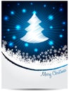 Blue white christmas greeting with bursting scribbled christmastree Royalty Free Stock Photo