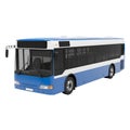 Blue and White City Bus on Black Background Royalty Free Stock Photo