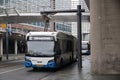 Blue and white city bus of GVB in Amsterdam Royalty Free Stock Photo