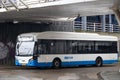 Blue and white city bus of GVB in Amsterdam Royalty Free Stock Photo
