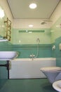 Blue and white classic modern bathroom. Royalty Free Stock Photo
