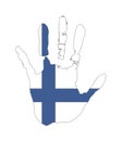 Blue, white color of the flag. vector handprint in the form of the flag of Finland