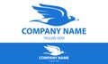 Blue and White Color Shape Flaying Fast Bird Logo Design