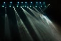 Blue and white concert stage scene show party lights on black background Royalty Free Stock Photo