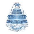 Blue and white, it conveys concepts of digital data management Royalty Free Stock Photo