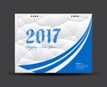 Blue and white Cover Desk Calendar 2017, happy new year 2017