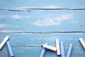 Blue and white Crayon, concept preschool and kindergarten Royalty Free Stock Photo