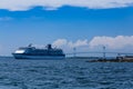 A Cruise Ship by the Newport Bridge Royalty Free Stock Photo