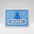 Blue and White 3D Icon with Person Silhouette and Vote Text for Voting Concept election Royalty Free Stock Photo
