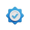 Blue and White 3D Verified Checkmark Badge Icon image photo Royalty Free Stock Photo