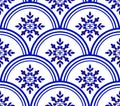 Blue and white damask wallpaper