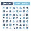 50 Blue and White Data Center Set 50 data center server Royalty Free Stock Photo