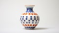 Blue And White Diamond Pattern Vase With Arabesque Design