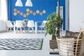 Blue and white dining room Royalty Free Stock Photo