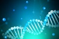 Blue white dna helix over blue green background Royalty Free Stock Photo