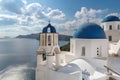 Blue and white domed churches on Santorini Greek Island, Royalty Free Stock Photo