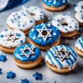 Blue and White Donuts Doughnuts for Hanukkah with Stars