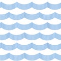 Blue and white doted simple ocean waves seamless pattern, vector