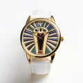 Blue And White Egyptian Symbol Watch In Tony Fitzpatrick Style Royalty Free Stock Photo