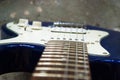 Blue and white electric guitar top view Royalty Free Stock Photo